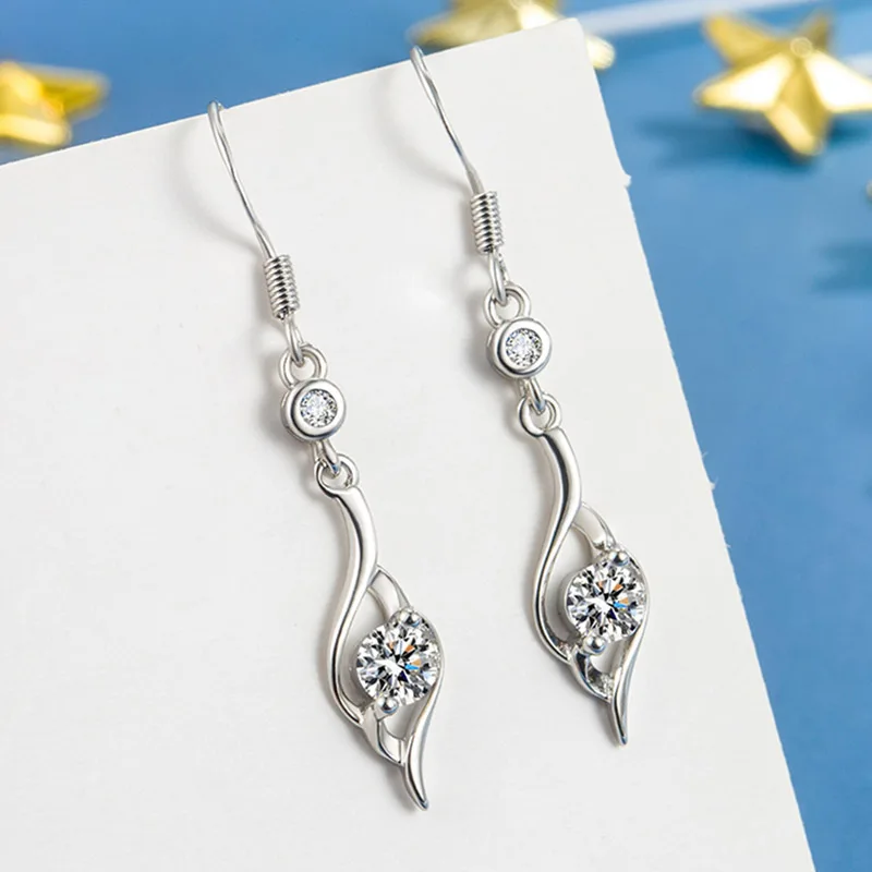 Crystal Angel Wing Drop Earrings Women's Silver Plated Party Jewelry Gift for Ladies And Girls