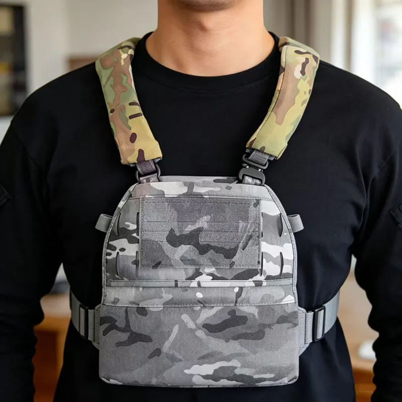 A pair of  tactical shoulder pads with four-way stretch orange peel texture, soft and elastic to fit tactical vests