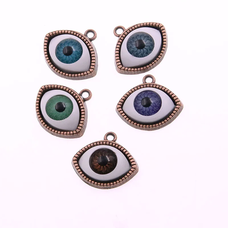 10PCS 6 Color 19*22mm Charms New Product   Double Eyes Vintage Zinc Alloy  DIY Jewelry Bracelet Necklace Metal  Carft Finding