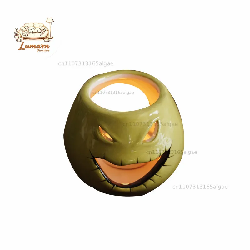 [Halloween] Export hand-painted woolen melon ceramic modeling candle holder, personalized and creative dining table candlelig