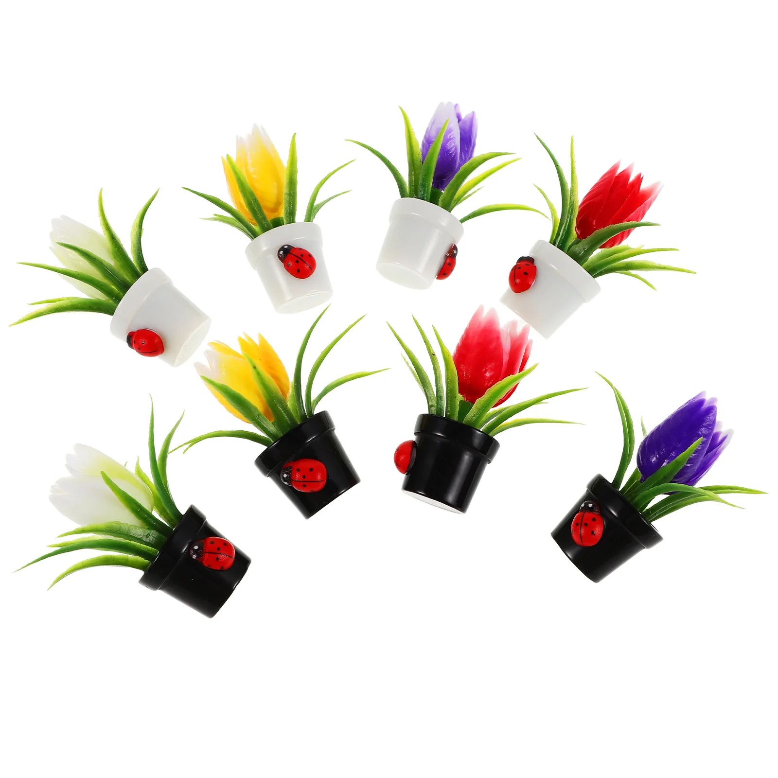 

6Pcs Miniature Tulip Resin Potted Plants Artificial Bonsai for Home Office Desk Decor Tiny Indoor Plant Accessories