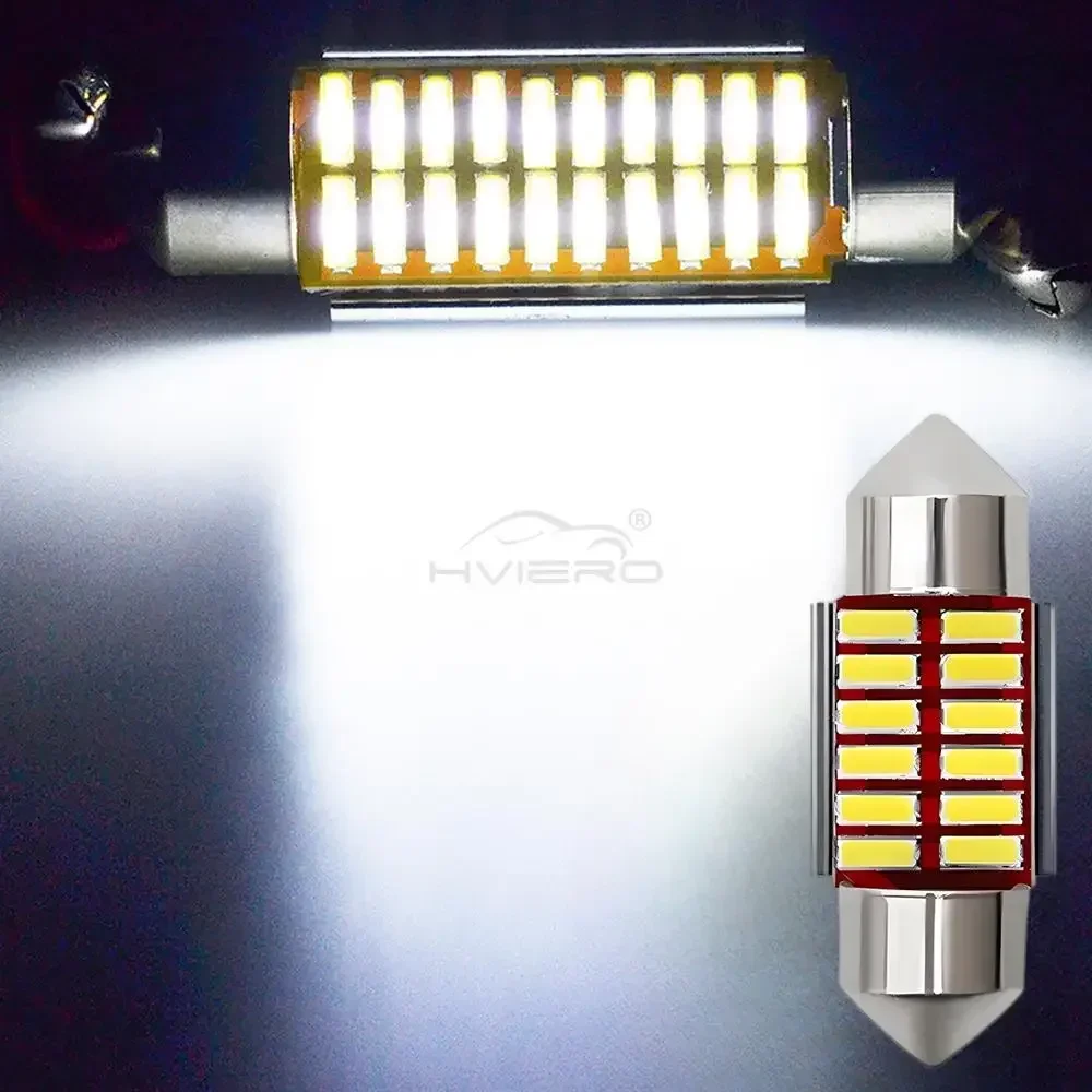 2/4/10PCS Car Reading Light License Plate Trunk Cooling Lamp 4014 Patch 12/16/20/24SMD LED High Roof Infinity Dual Tip Bulb