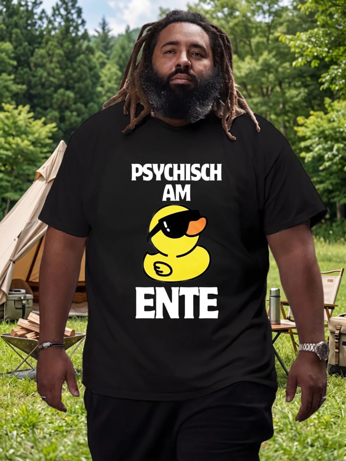 1 Stück 100% Baumwolle Unisex T-Shirt mit Aufdruck „Psychisch Am Ente“ und coolem gelben Enten-Motiv, O-Ausschnitt, kurze Ärmel, Übergröße, bequeme Freizeitkleidung, maschinenwaschbar.