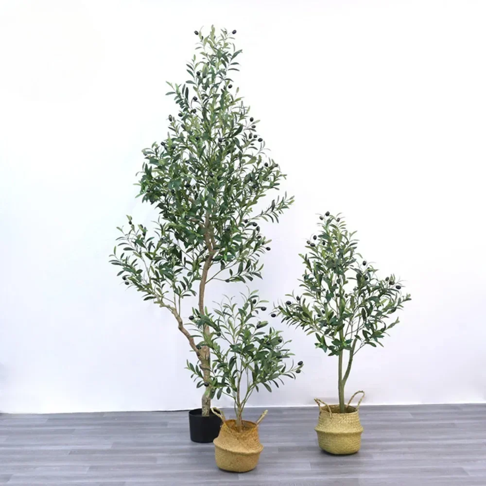 Large Olive Tree Artificial Plant Fake Olive Tree with Pot 50-240cm Tropical Silk Tree for Home Office Shop Party Decoration