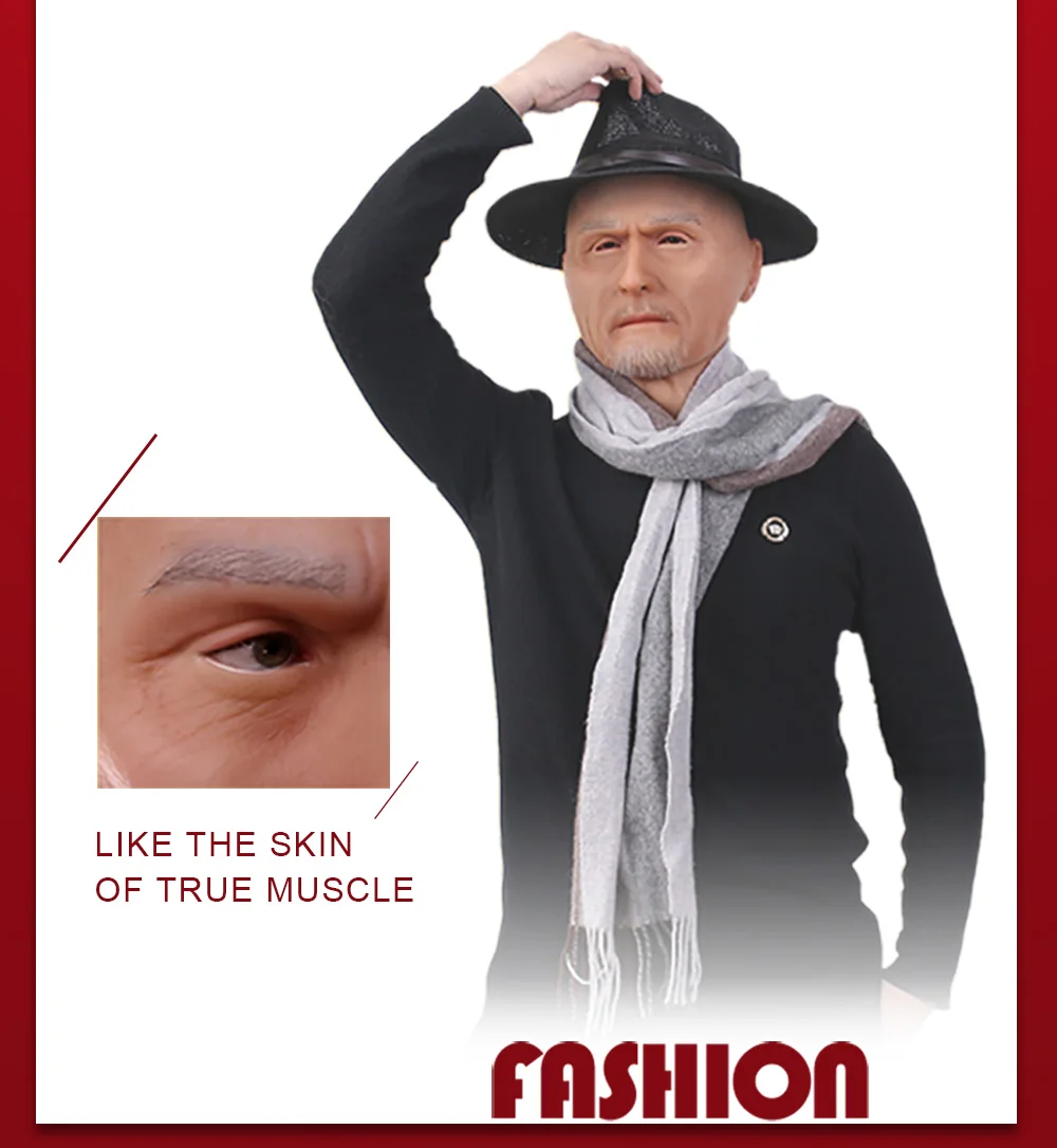 

Silicone Realistic Male Elderly Mask Silicone Head Masks for Cosplay Halloween