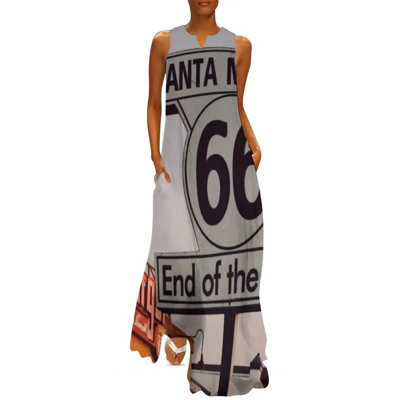 

Santa Monica Route 66 California Long Dress Summer skirt summer dress korean women Women's dress Woman fashion