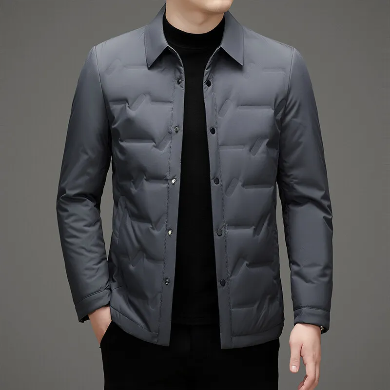 Autumn Winter Men's Lightweight Down Jackets Business Casual Warm Single Breasted Puffer Coats Outwear Padded Parka Top Clothing