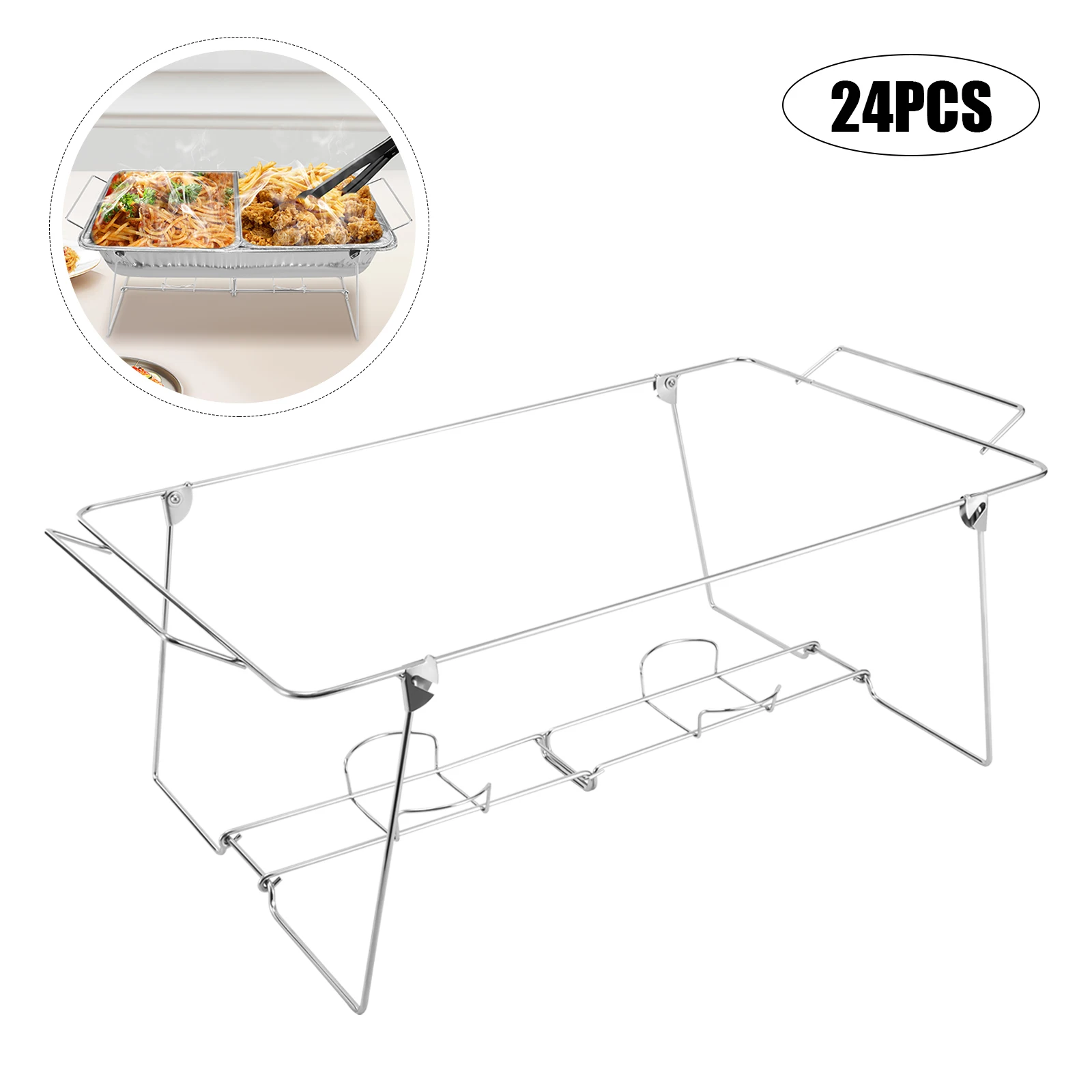 Chafing Dish Wire Rack Set, 24-delig, stapelbaar, antiroestijzer, draagbaar met handgrepen