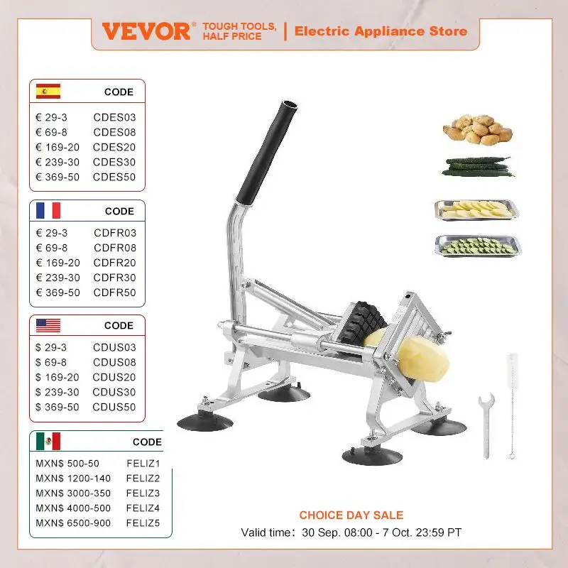 

VEVOR Commercial Vegetable Slicer Stainless Steel Aluminum Alloy Fruit Cutter Manual Slicer for Radishes Onions Potatoes Lemons