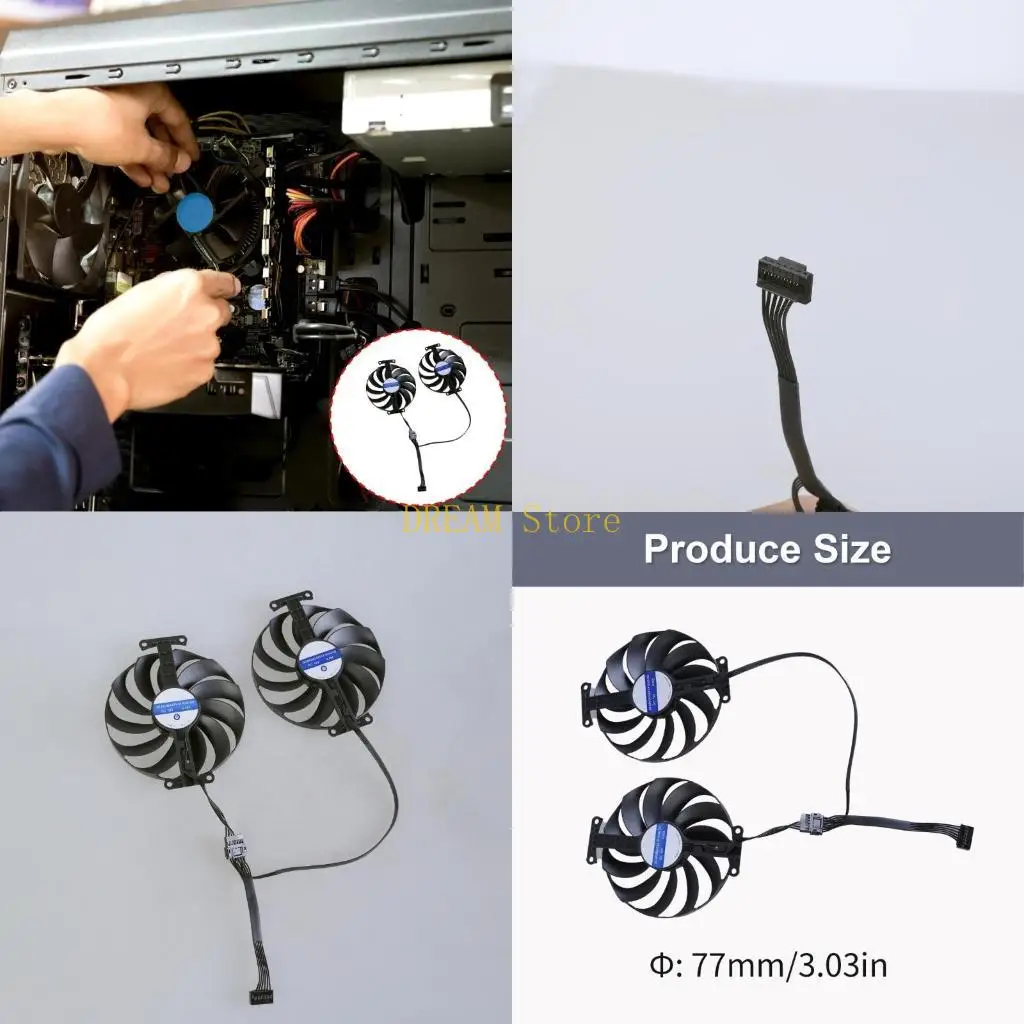 

1 пара 95-мм охлаждающий вентилятор VGA для видеокарты CF1010U12D 7-контактный 12-вольтовый охлаждающий вентилятор для ROG,