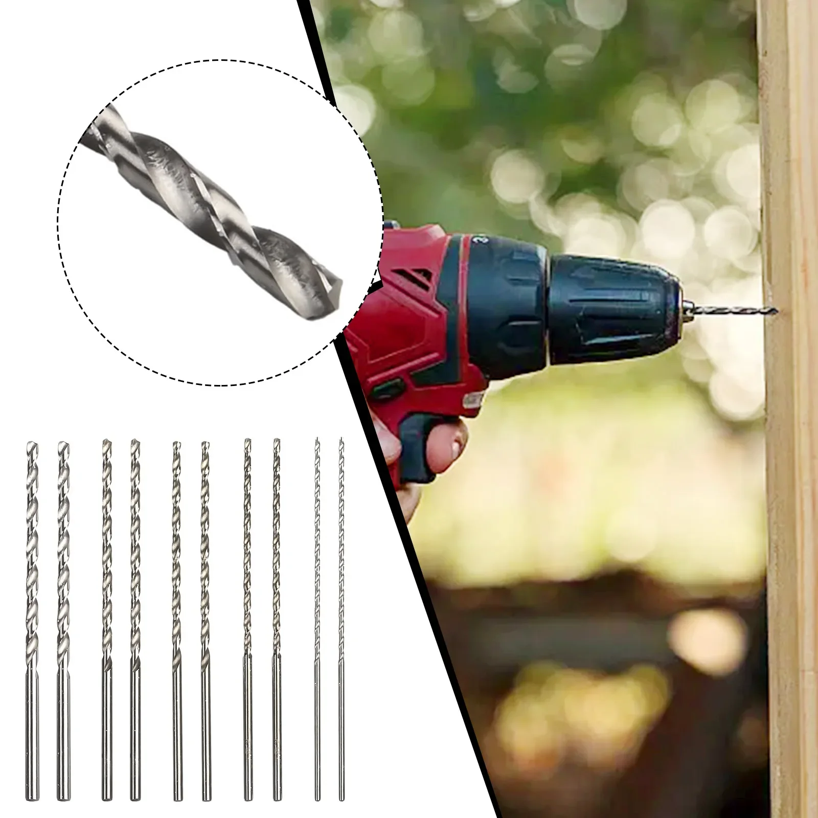 10Pcs Extra Long HSS High Speed Steel Drill Bit Set 2mm,3mm,3.5mm,4mm,5mm Bits  Power Tool Accessories