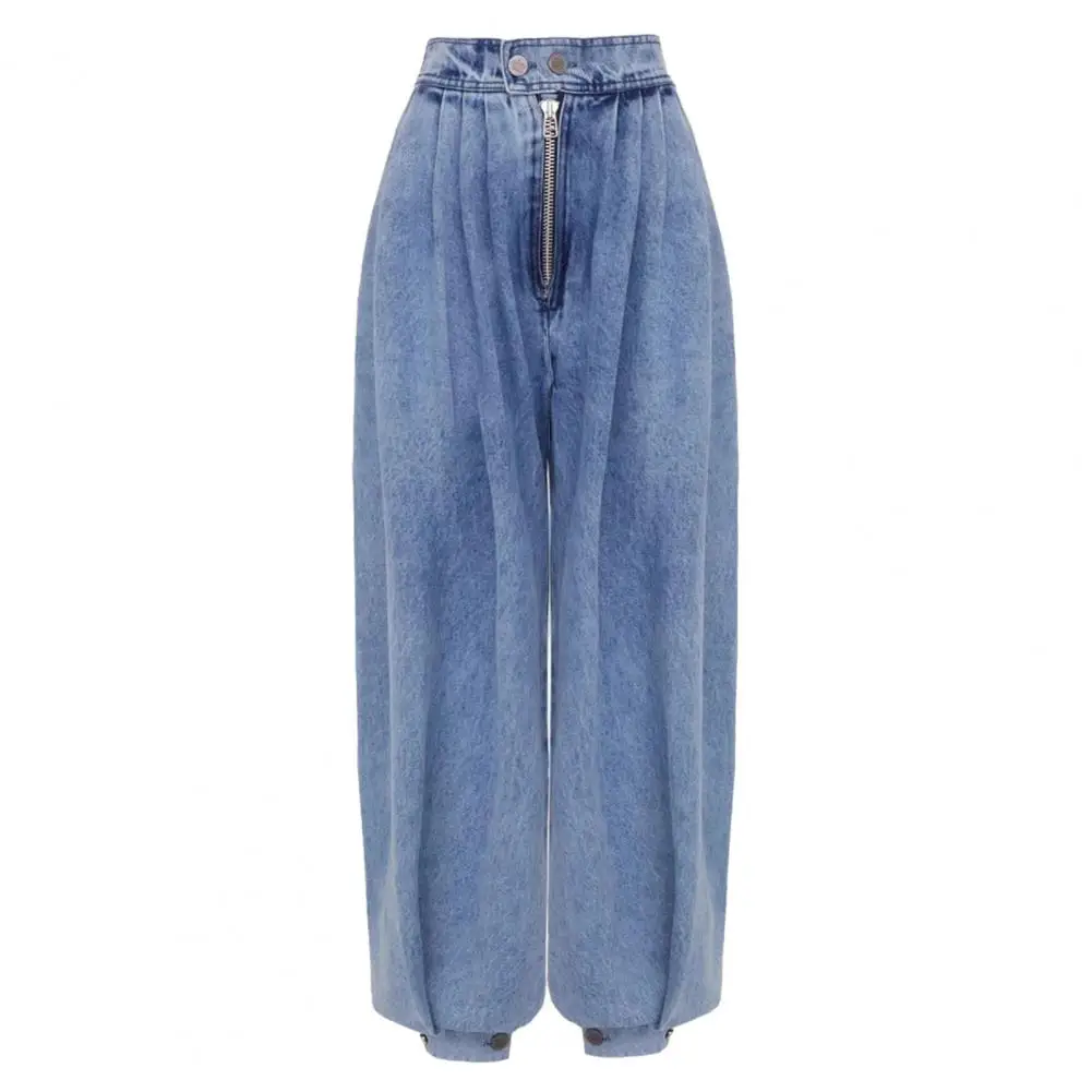 High Waist Wide Leg Thin Ice Silk Jeans Women Summer Loose Fit Large Size Straight Cut Floor Length Pants Korean Style