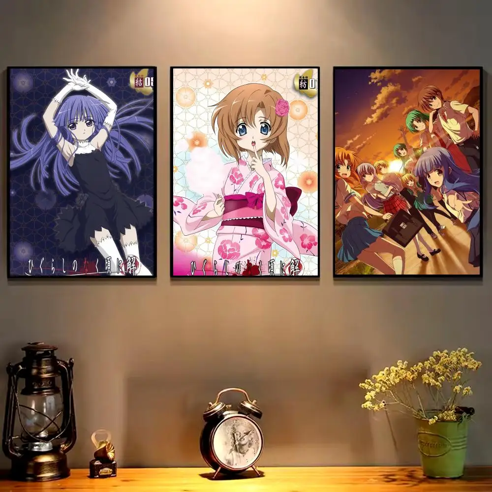 H-Higurashi When They Cry Poster Self-adhesive Art Waterproof Paper Sticker Coffee House Wall Decor view 4