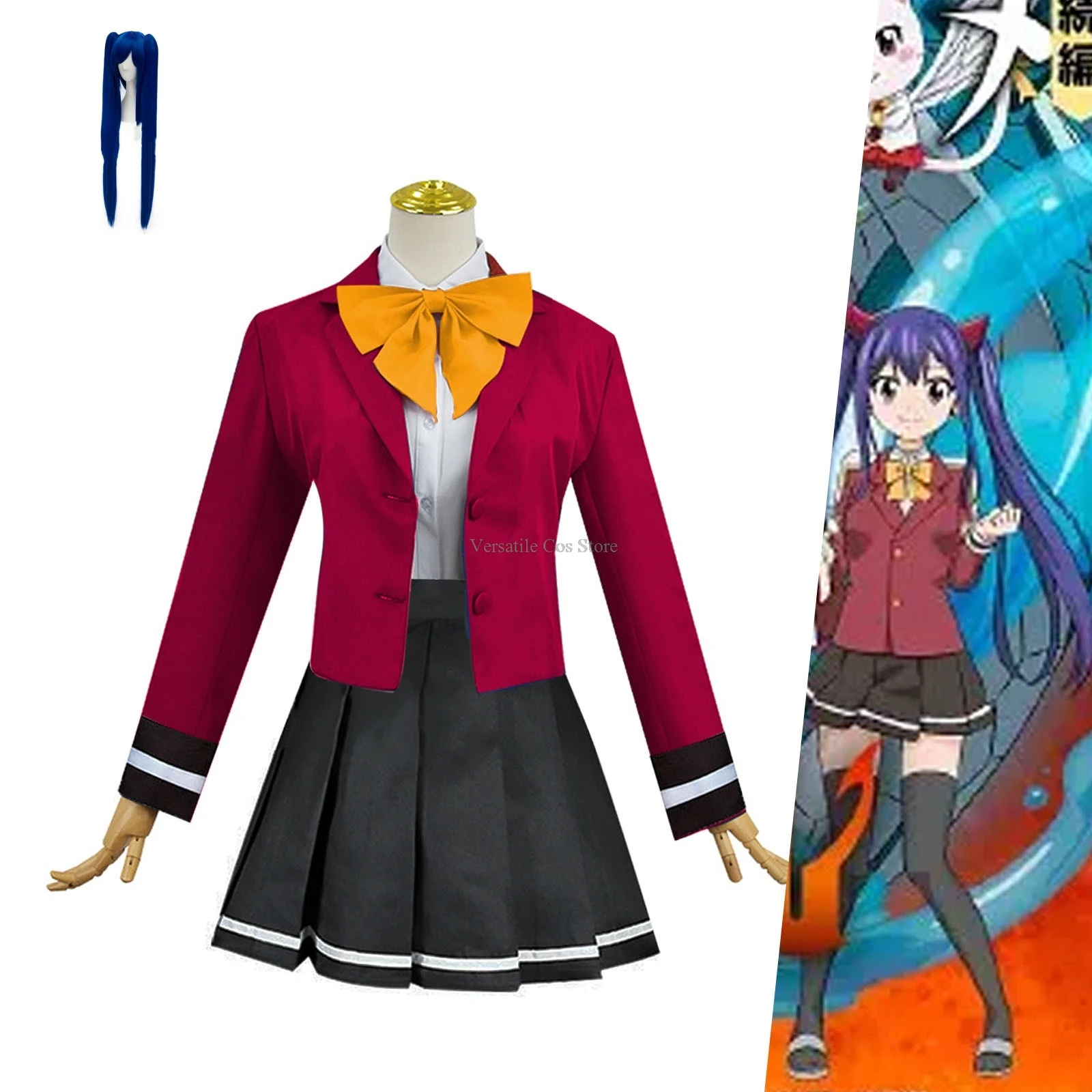 Anime Fairy Tail Wendy Marvell Cosplay Costume Halloween Party Clothing Custom Size Dresses Suit School Uniform