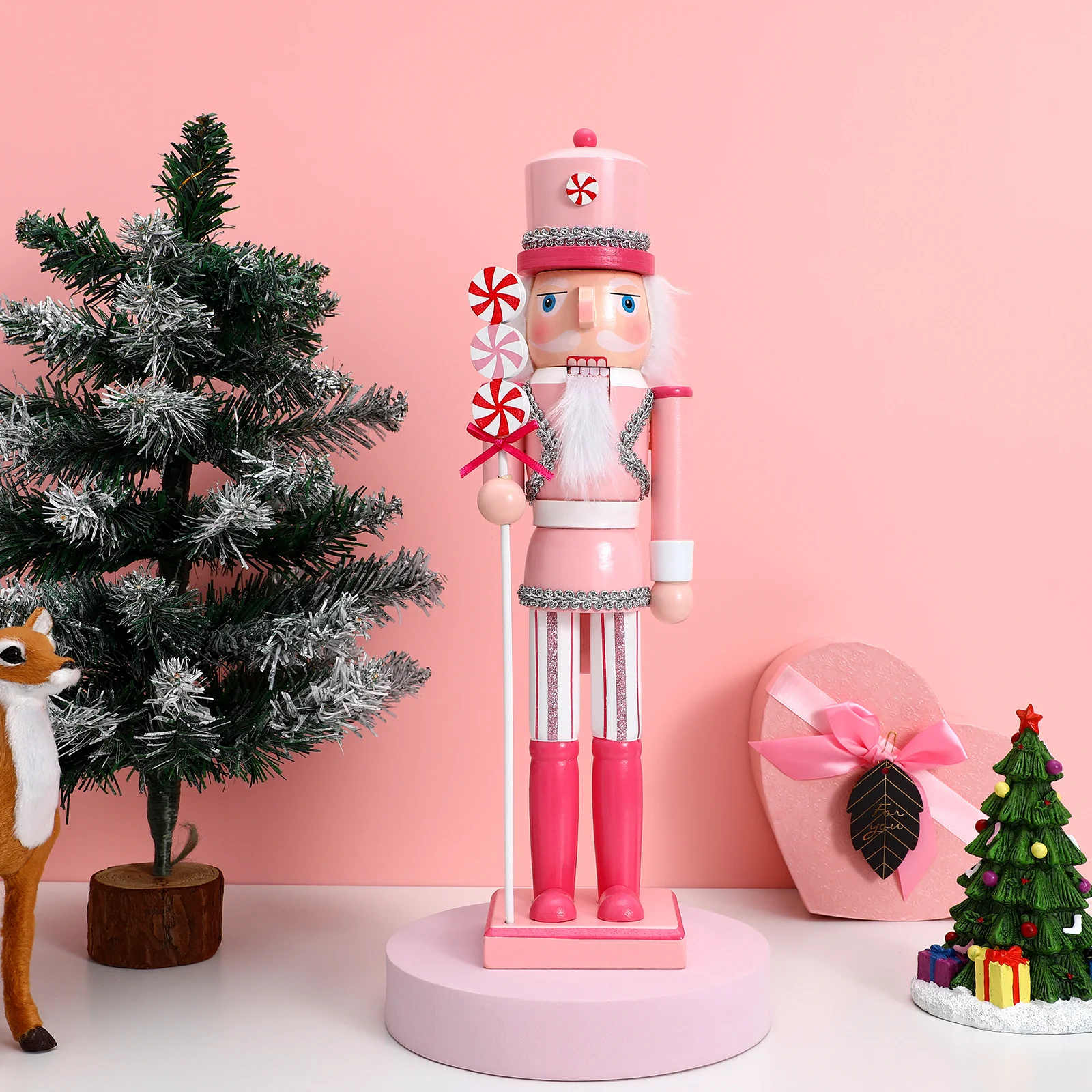 

38Cm Christmas Nutcracker Soldier Wooden Craft Figure Tabletop Decor Home Decoration Xmas Party Supplies Desktop Ornament Wood