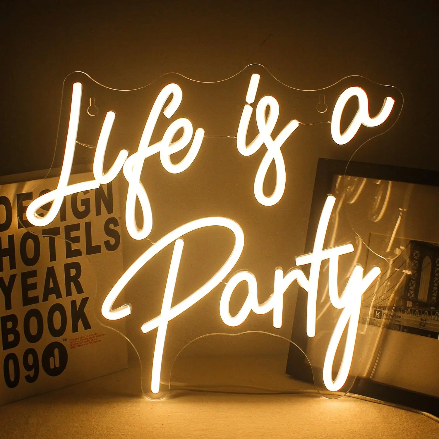 

Life is a Party Neon Sign Words Led Neon Light with USB Powered for Wall Decor Bedroom Living Room Wall Home Decoration