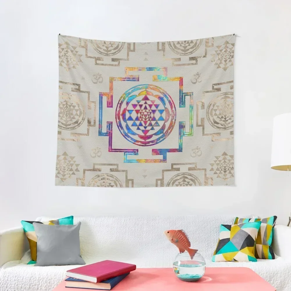 

Sri Yantra / Sri Chakra in color on canvas Tapestry Room Aesthetic Aesthetics For Room Tapestry