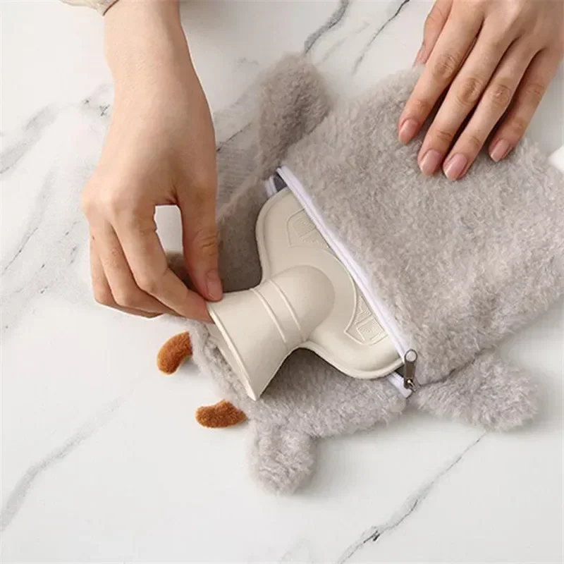 Kawaii Insulation Hot Water Bottle Plush Rubber Hand and Foot Belly Warmer Explosion-proof Hot Water Bag for Women Period Cute