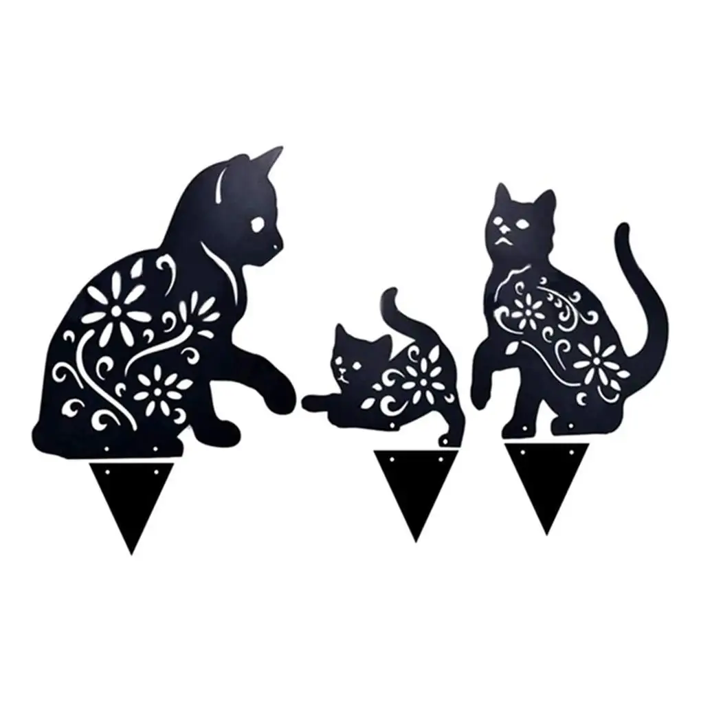 Metal Cat Kitten Metal Statue Peg 2D Cat Figure Ground Insert Decor For Decor Gift Manor Lawn Garden Yard Outdoor Decoration