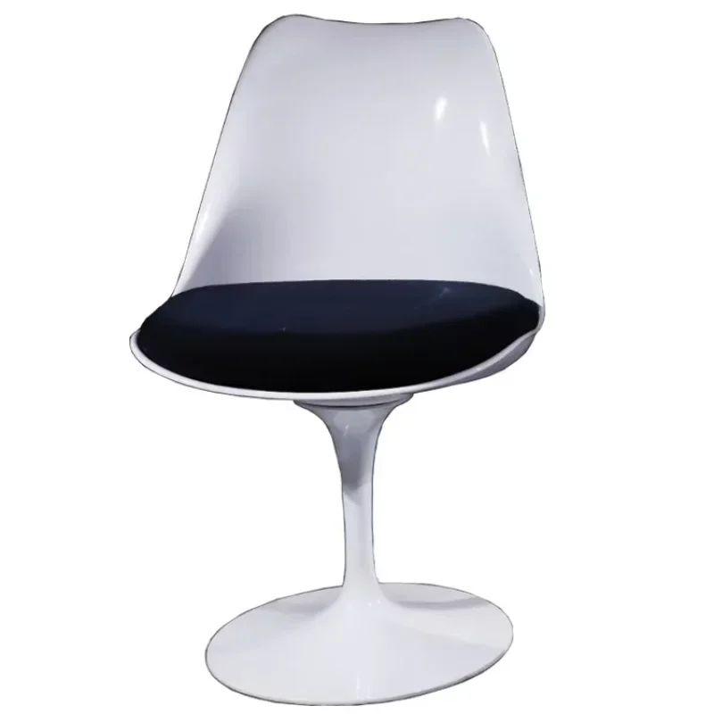 

Black and White Tulip Leisure Chair Modern Minimalist FRP Backrest Swivel Chair