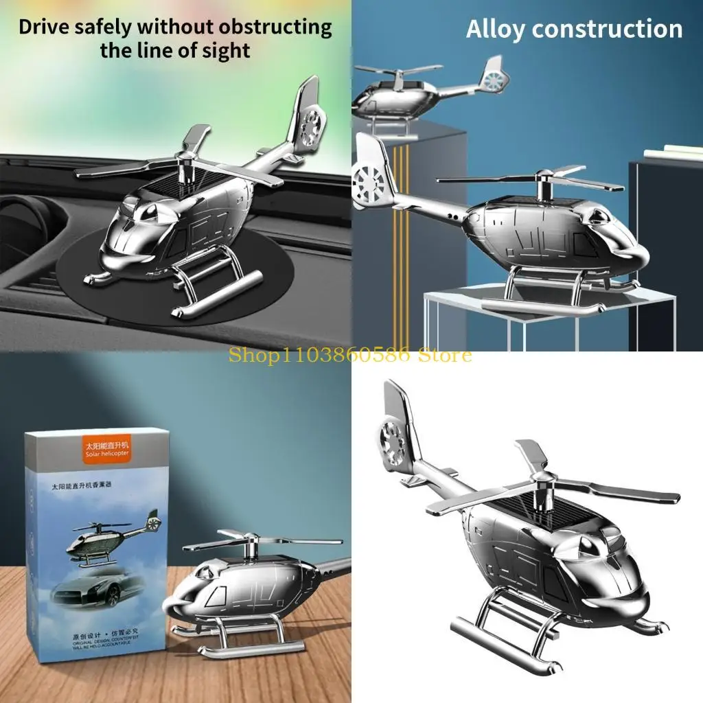 

242A Rotating Figurine Dashboard Helicopter Decoration With Solar Propeller For Car