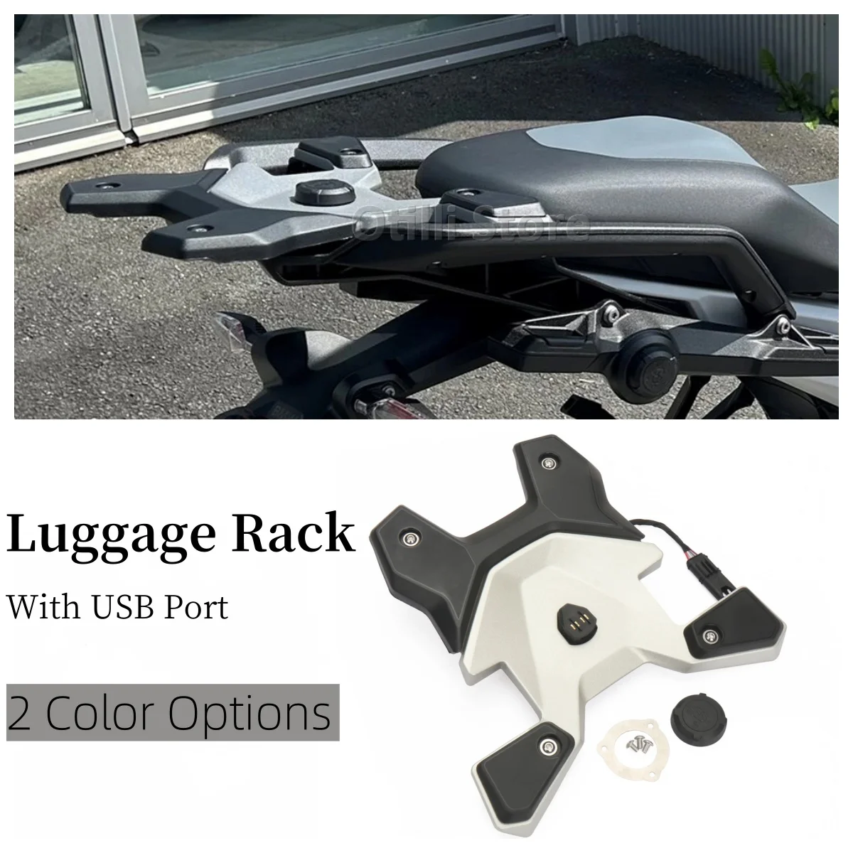 

New Motorcycle Rear Luggage Carrier Rack With USB Port Tail Box Bracket Support For BMW R1300GS R 1300 GS Adventure C400X C400GT