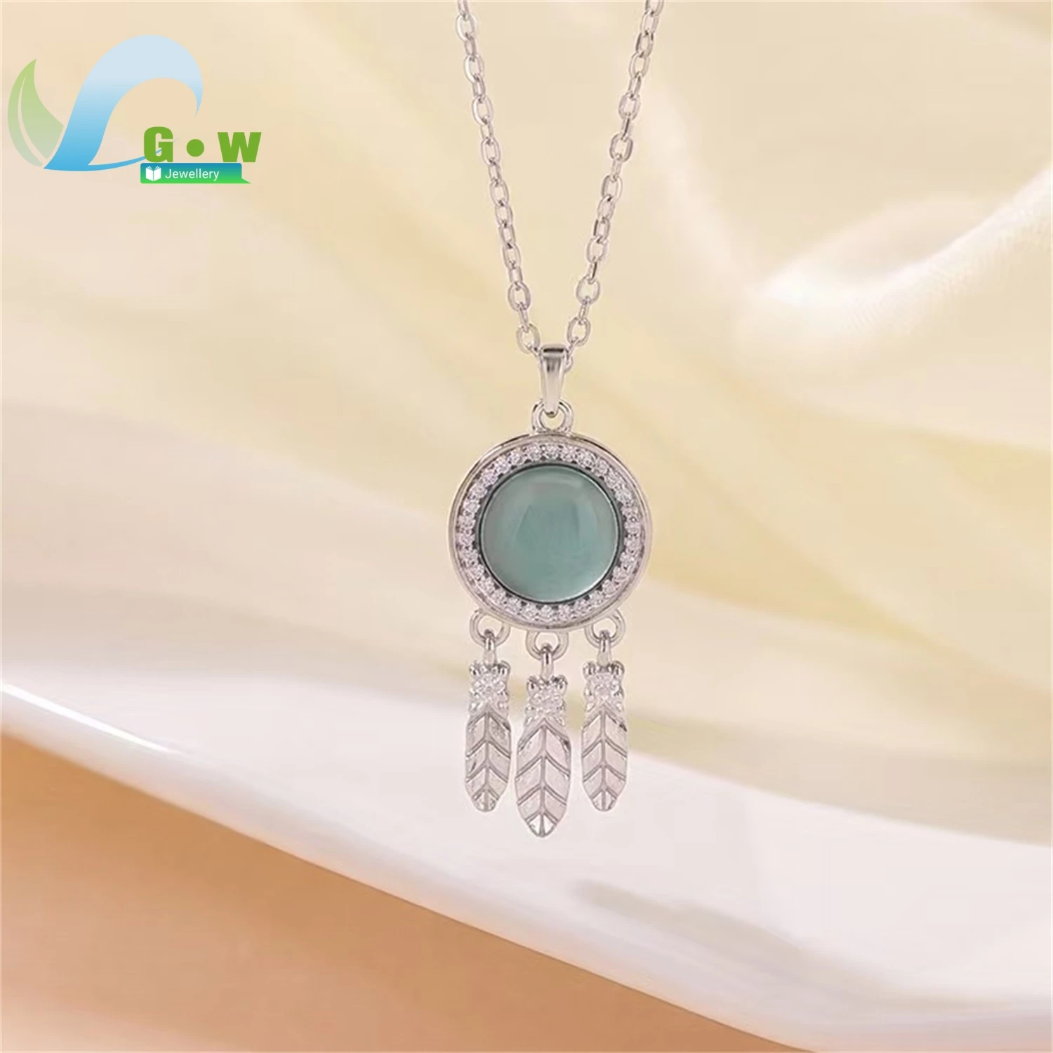 Natural Blue Water Jadeite Round Pendant Necklace Women Elegant Versatile Commute Minimalist Gemstone Jewelry Charm Gift For