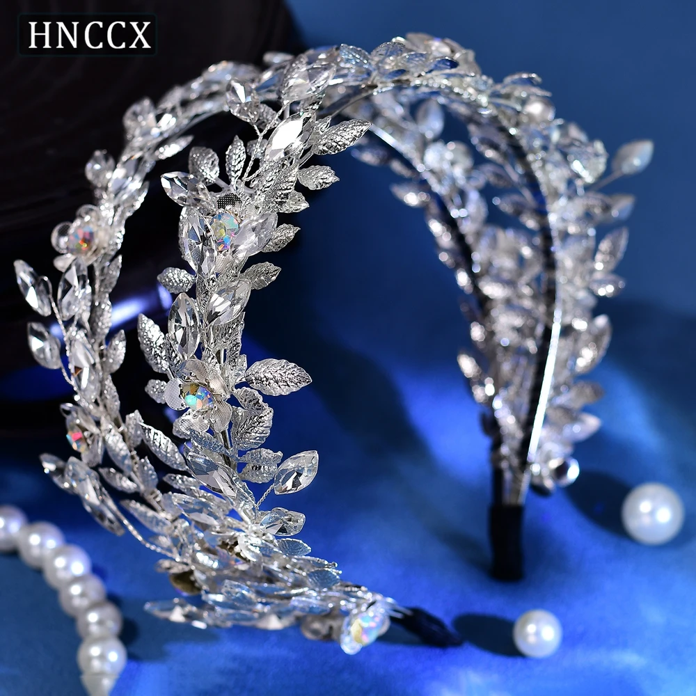 HNCCX Double Layer Metal Hair Hoop Bridal Headband Bride Hair Accessories Colorful Rhinestone Headdress For Women Party CP664