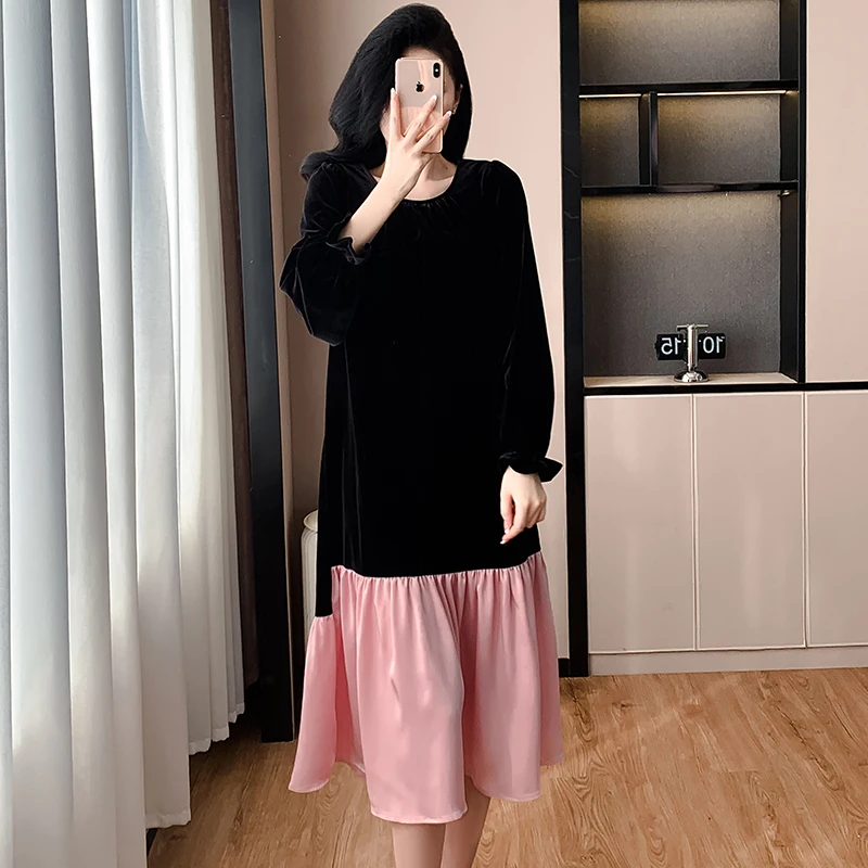YZJNH 2025 Autumn/Winter New Dress Women's Korean Style Fashion Casual Large Size Dress Women's Striped Shawl Versatile Dress