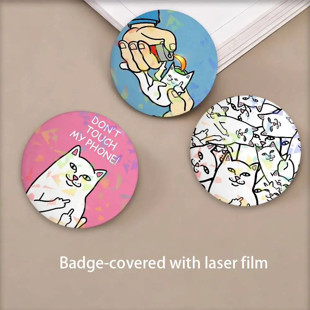 L-Lord N-NermAL-L Fashion C-Cat Badges Round Laser Badge Brooch Backpack Accessories
