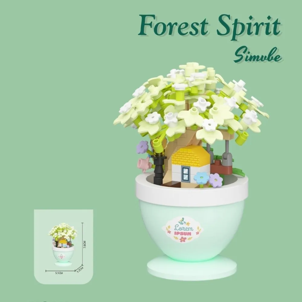 DIY زهرة بوعاء بنة تعليمية فتاة الطوب الأطفال باقة أبدية مكتب منزلي ديكور النبات #5