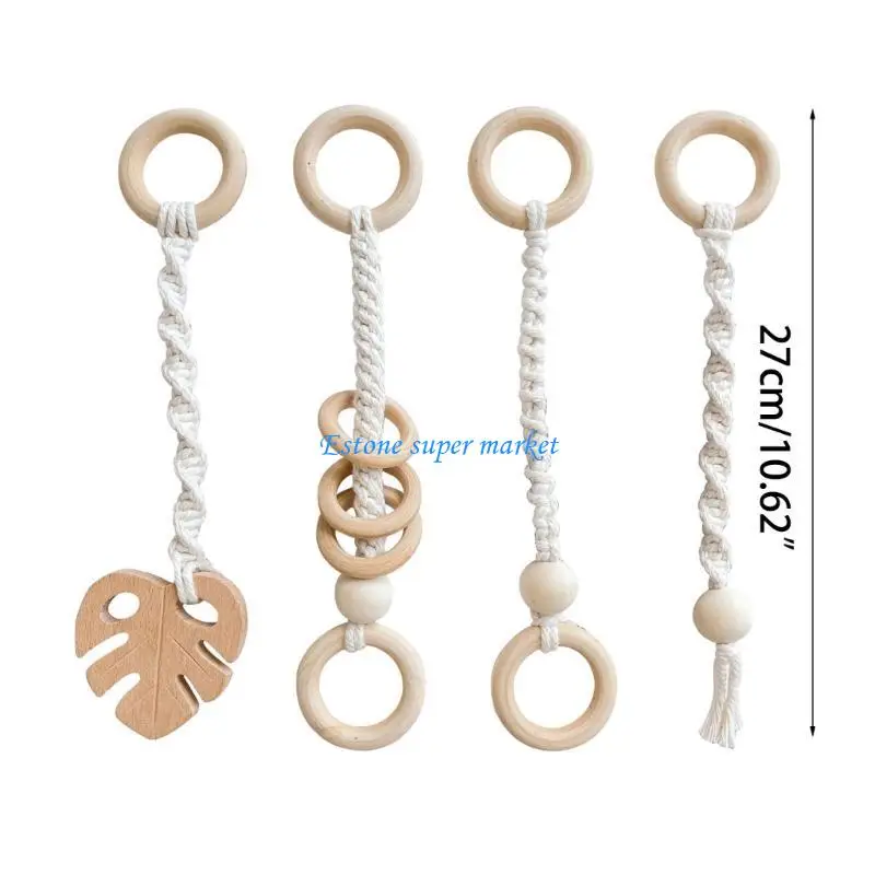 090b hölzerne hängende Spielzeug Baby -Fitnessstudio -Aktivität Anhänger Spielzeug Kleinkind Sensorisches Spielzeug 4pcs Set