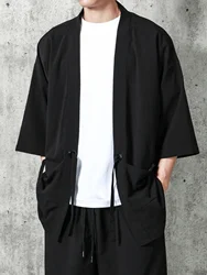 Sun Protection Men's Loose Retro Japanese Style Kimono Shirt - Stylish and Comfortable Casual Wear