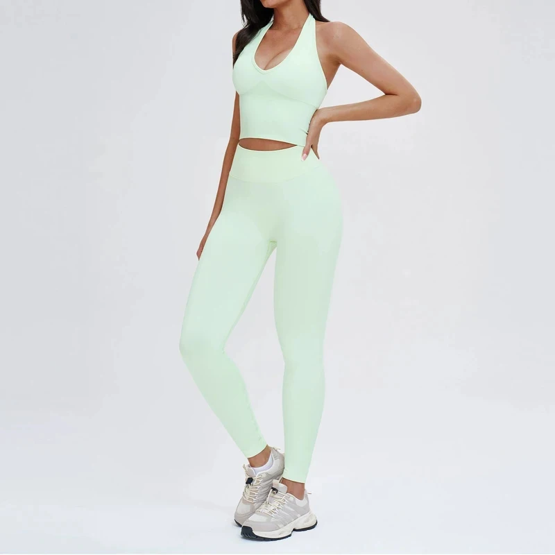 Completo Sportivo Donna Senza Cuciture a Maniche Lunghe 2 Pezzi: Top Sportivo e Leggings a Vita Alta/Shorts - Set Yoga e Fitness