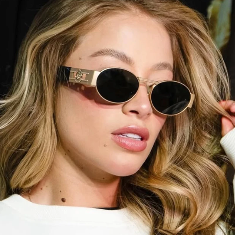 

Steampunk Round Sunglasses for Woman Luxury Metal Brand Unisex Designer Fashion Sun Glasses Oval Big Frame Shades Classic Punk