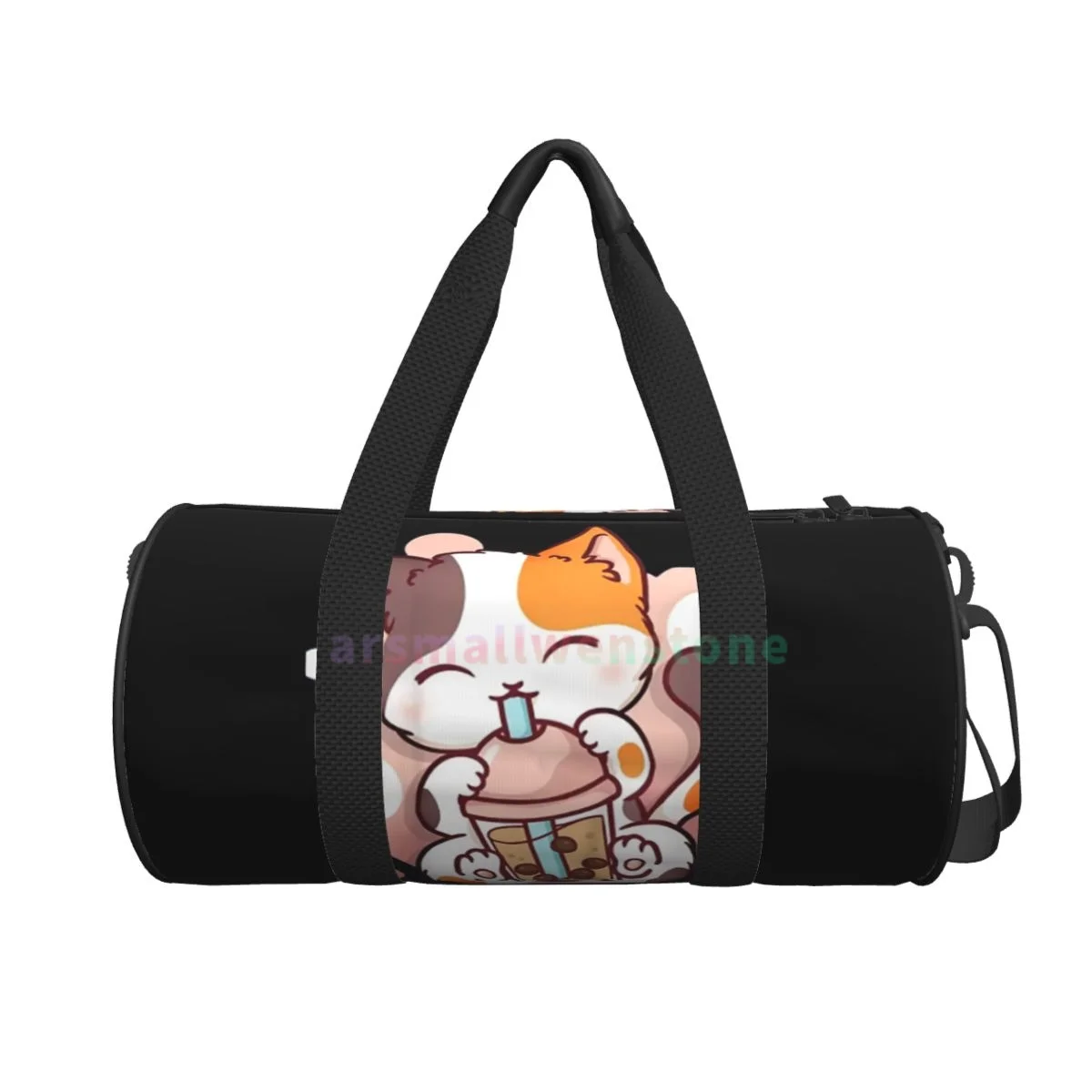 Gato Boba Tea Travel Duffle Bag, Yoga Bag, Treino Durável Mochila, Round Outdoor Fitness Bags