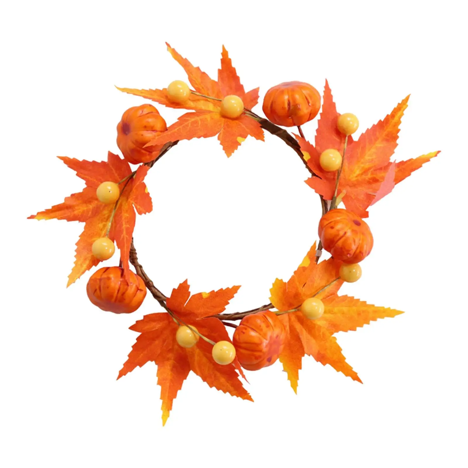 Artificial Maple Leaf Candle Ring Brilliant Yellow Colorful for Fireplace