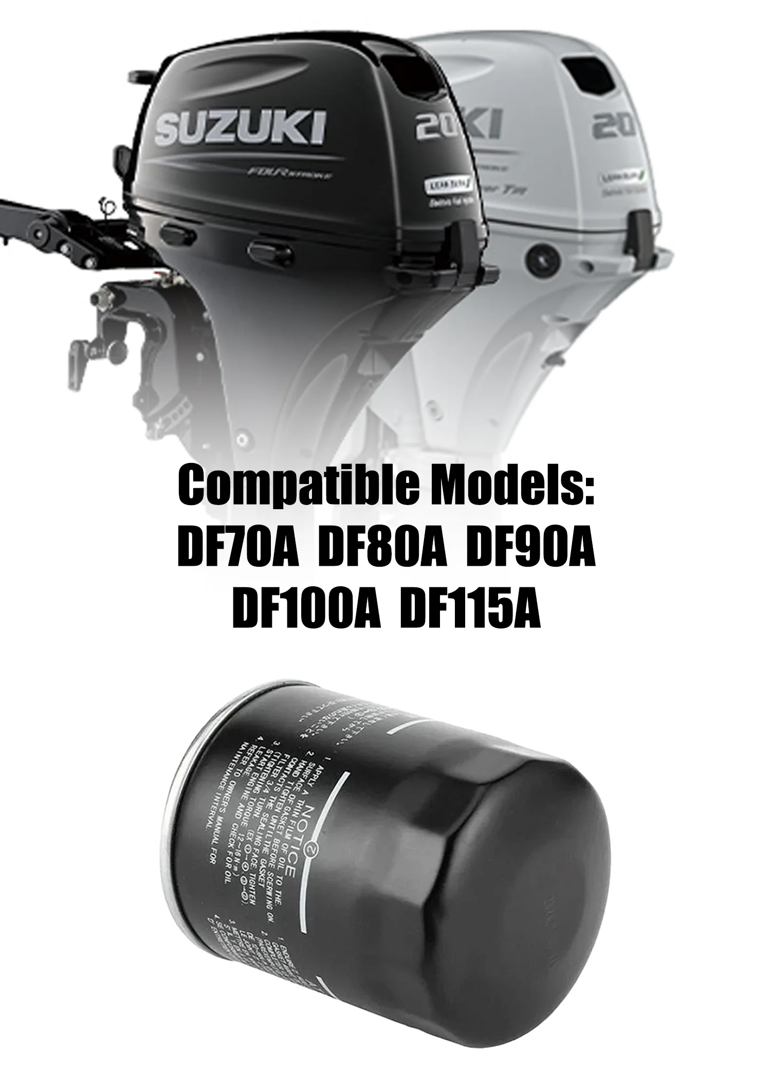 16510-61A31Oil Filter for Suzuki  DF80A DF90A DF100A DF115A 4 Stroke Outboard Motor Marine Engine Replacement HF682 CF188-01130