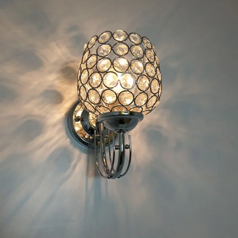 Ball Circle Crystal Silver Corridor Stair  Living Room Bedroom Bedside Global Silver Wall Lamps