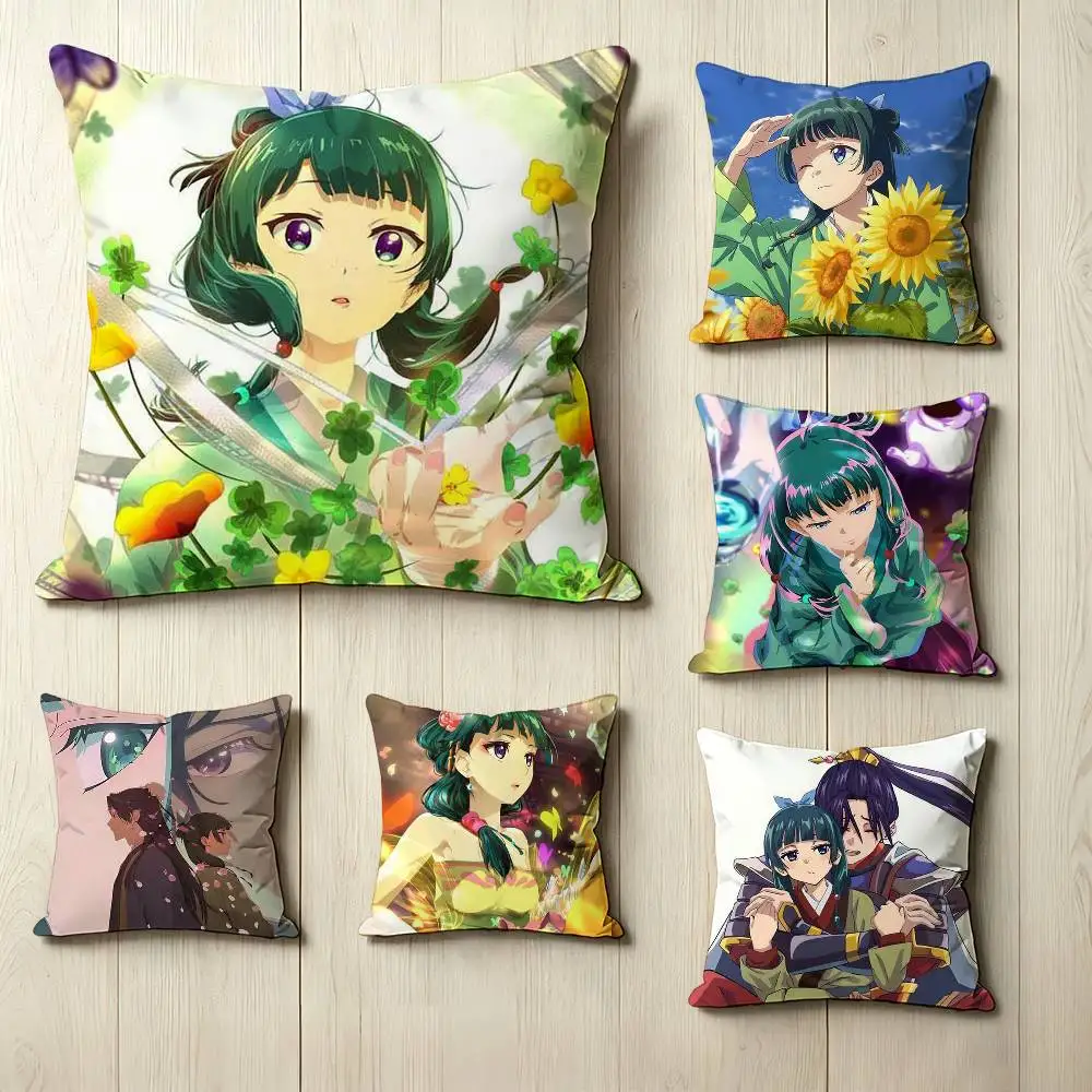 Anime T-The Apothecary Diaries Maomao  Square Double-Sided printed Pillow Case Bedroom Bedside Pillow Sofa Cushion Cover