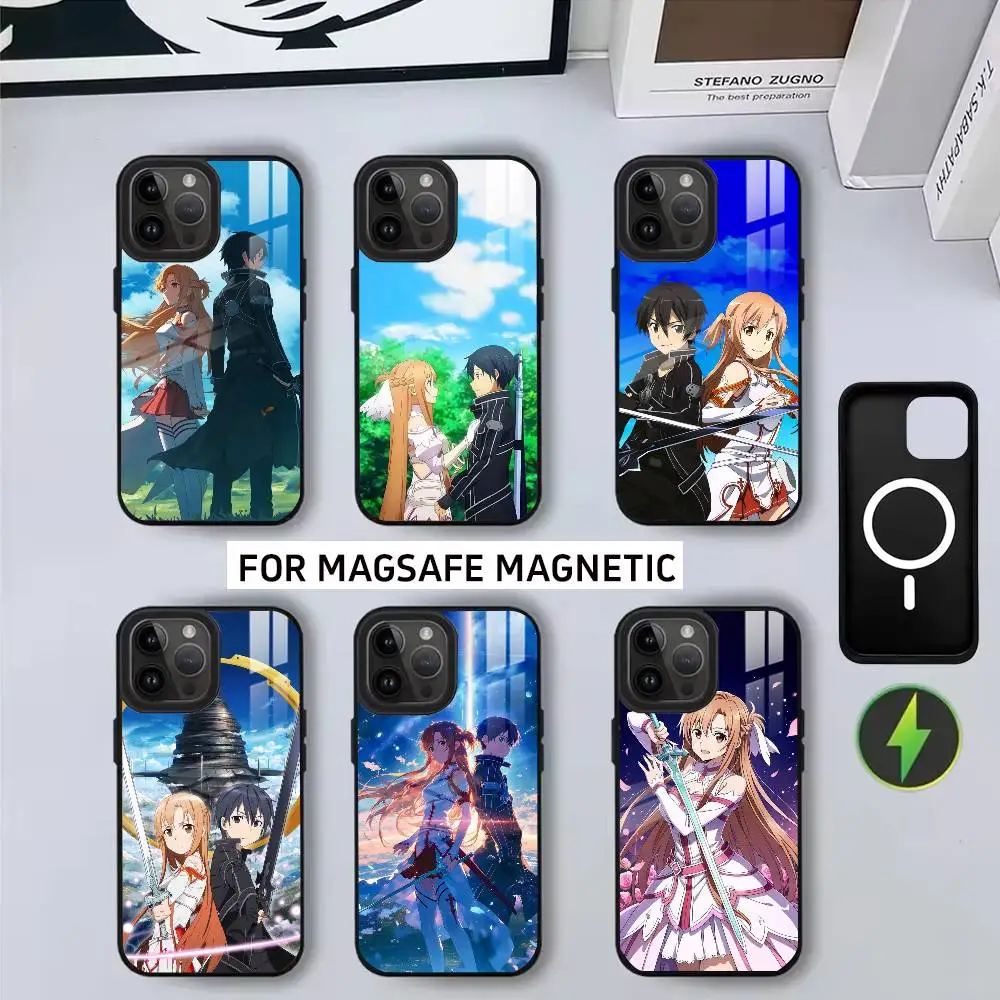 

S-Sword Art O-Online SAO ANIME Phone Case For iPhone17,16,15,14,13,12,11 Plus,Pro Magnetic with Magsafe Wireless Charging