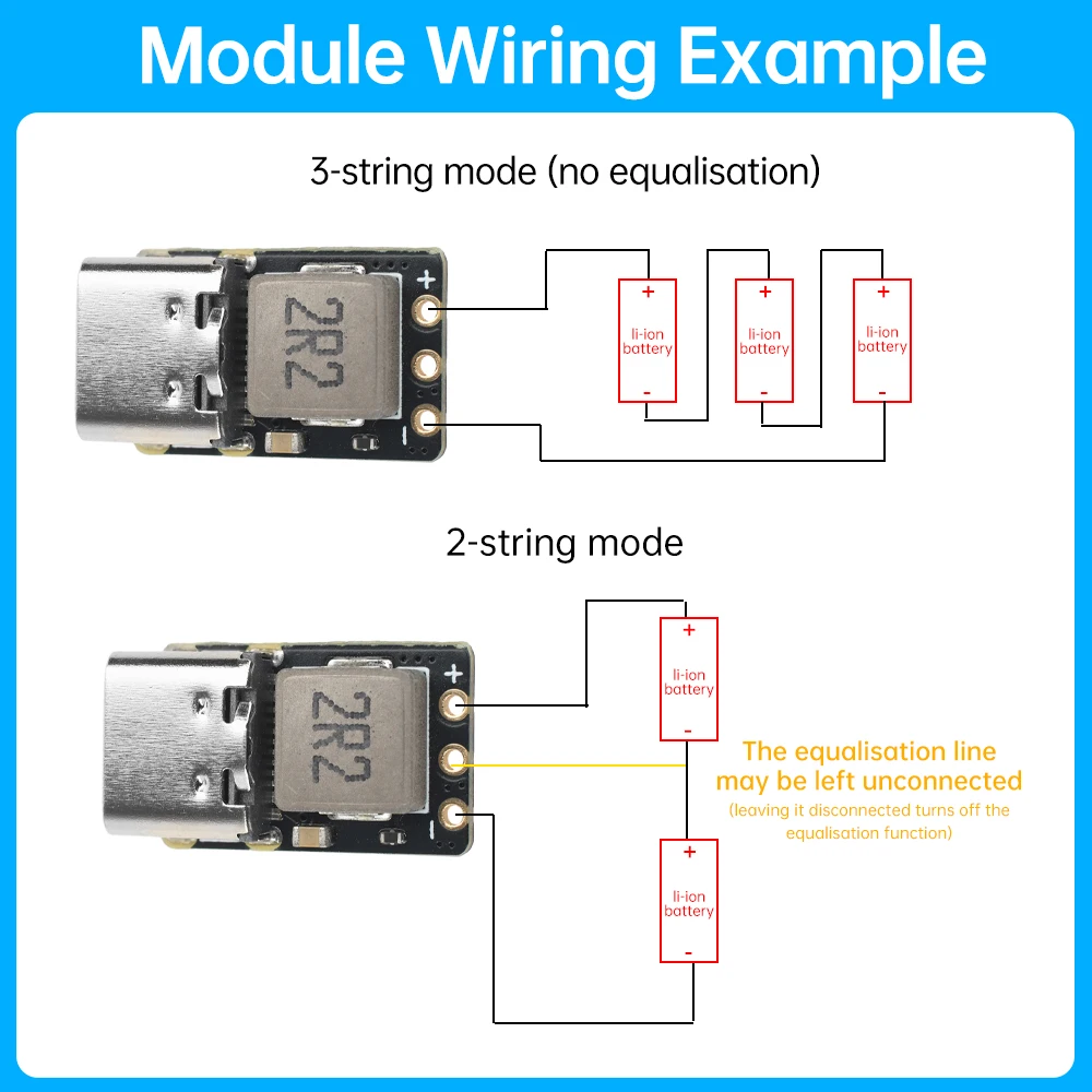 2S/3S BMS 18W DC 4.5-9.5V 1.5A Lityum Pil Şarj Güçlendirme Modülü, Gerilim Gösterge Işığı Tip-C ile Hızlı Şarjı Destekler