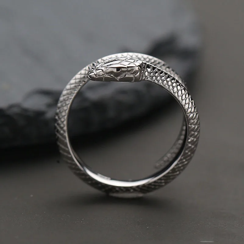 Titanium Steel Snake Head Open Ring Vintage Men's and Women's Fashion Domineering Punk Hip Hop Rock Fashion Jewelry Ring Gift