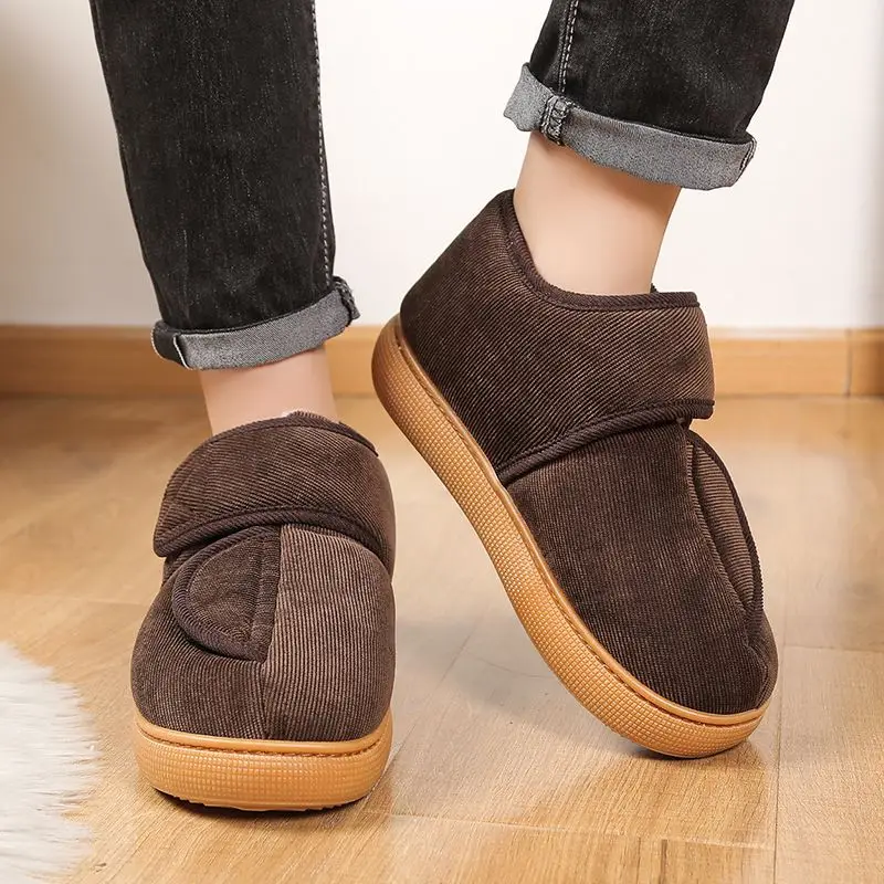

Winter Thick Sole Enclosed Heel Cotton Slippers for Men Non Slip Indoor Outdoor Plus Size Warm Comfortable Shoes for Unisex