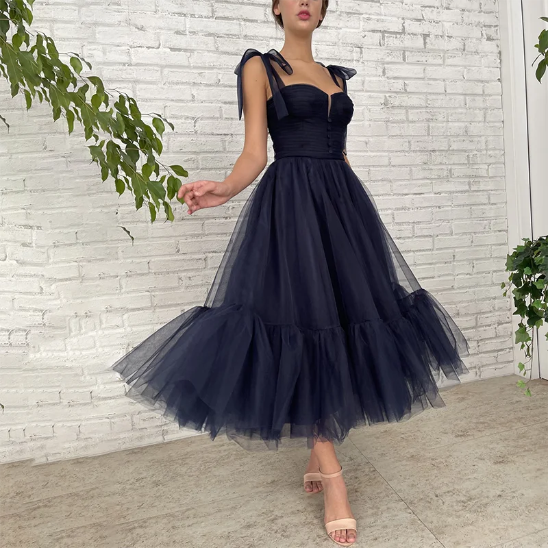 Do kostek Ruched Tulle paski Spaghetti suknie ślubne przyciski zakładki dostosowane Backless bez rękawów Prom suknie wieczorowe