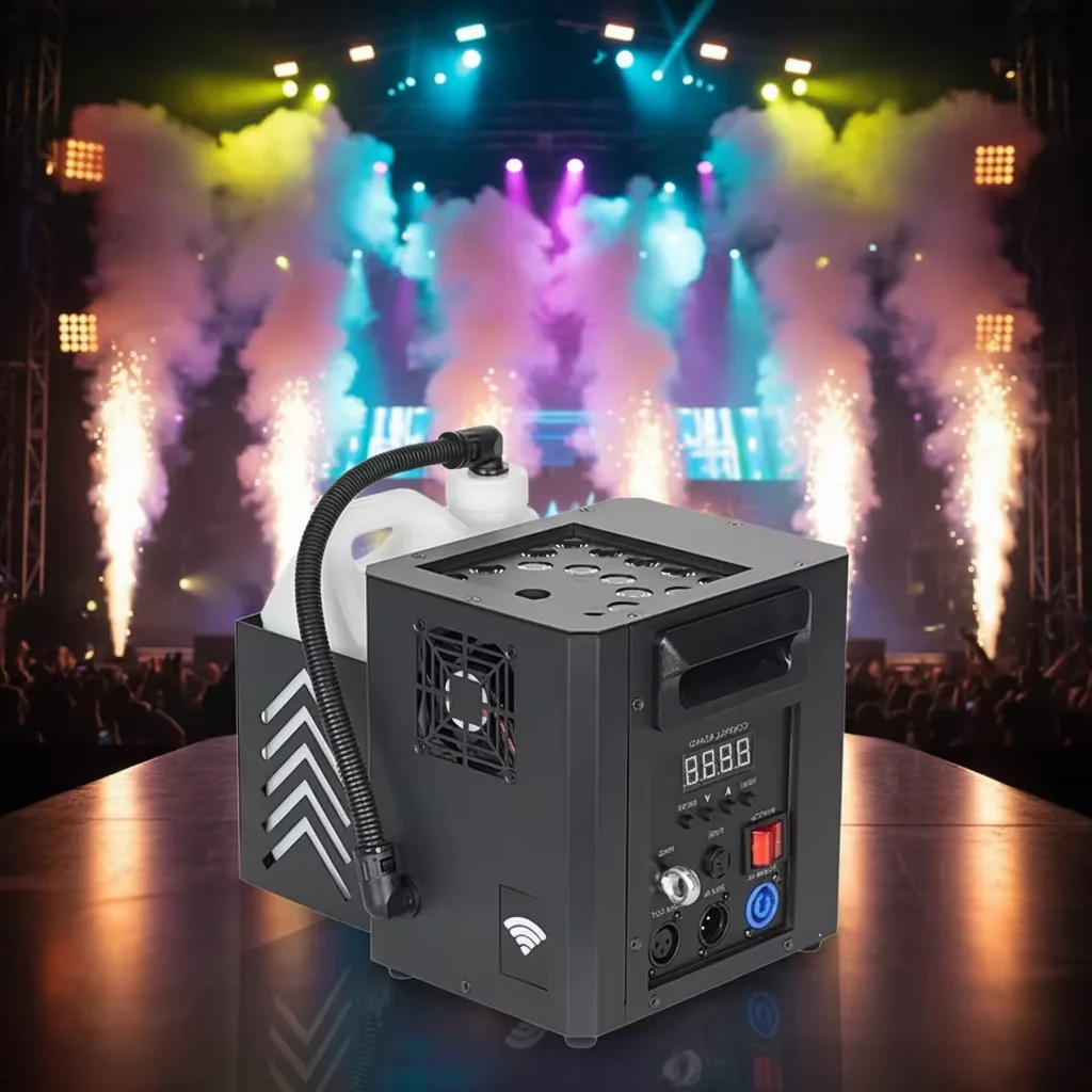 LSYNO 2000W Vertical Fog Machine Remote Control 15LED Smoke Machine Disco Stage Lighting Spray For Wedding Club DJ Show