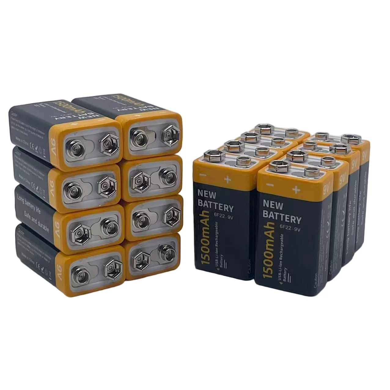 9V USB 충전식 리튬 이온 배터리, 1500mAh 타입-C 충전 마이크, 장난감, 미터 등용