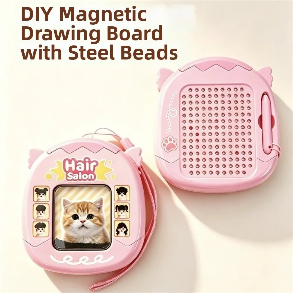Hairstyle Design Board Magnetic Bead Board DIY Styling Toy Double Sided Magnetic Drawing Board Attached Stylus Plastic