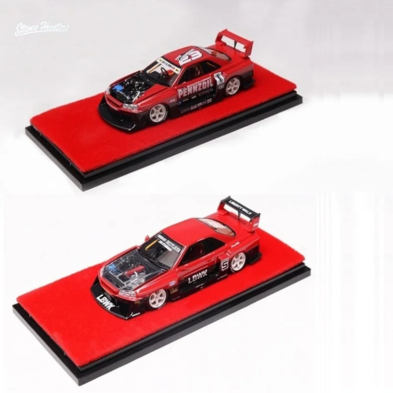 

Stance Hunters 1:64 Sky-line GT-R LB-WK ER34 Red NO.1&NO.5 Resin Alloy Simulation Model Car