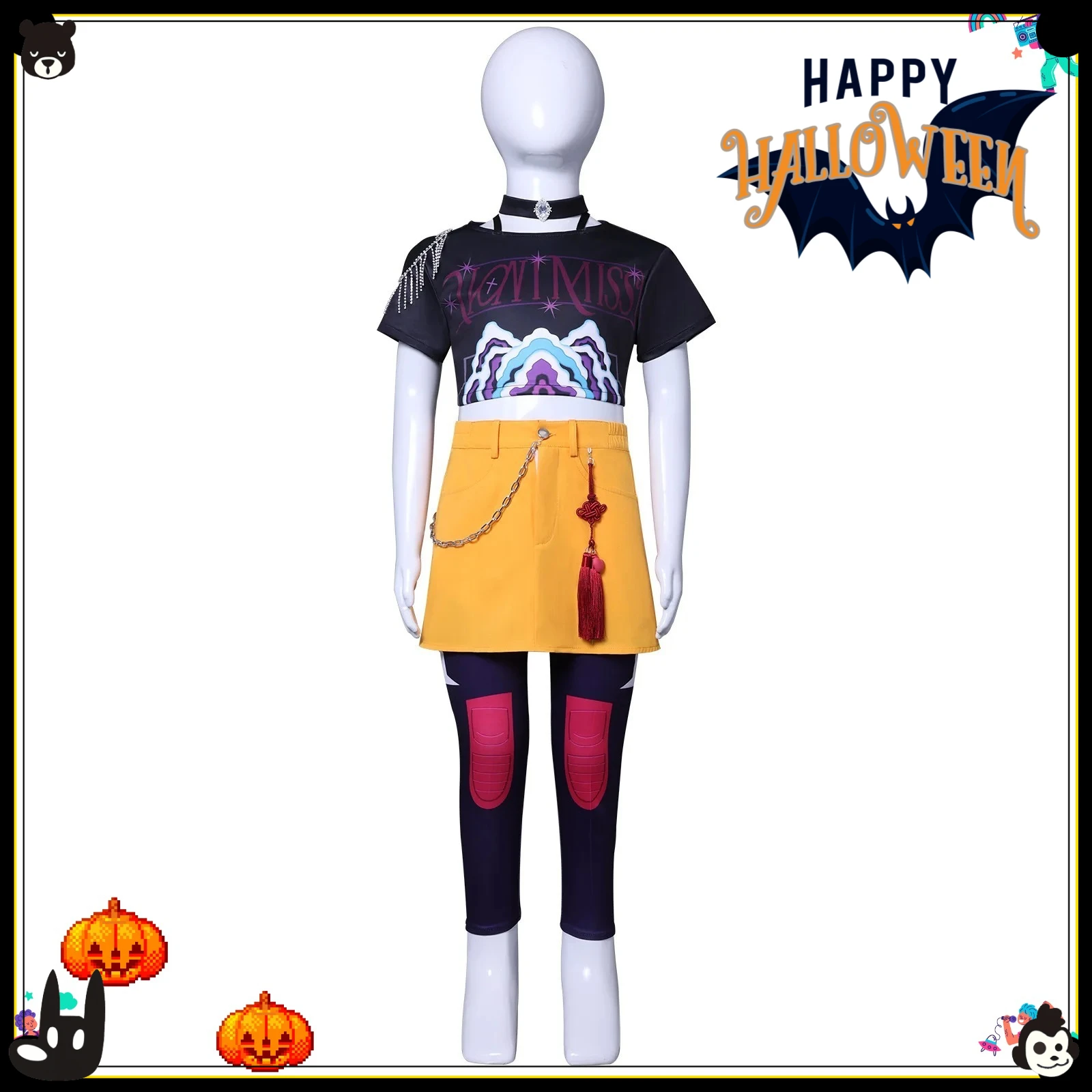 2026 赤毛 Kpop デーモンハンターズ ルミ ミラ ゾイ コスプレ衣装 キッズ ガールズ 誕生日パーティー ハロウィン ステージパフォーマンス服